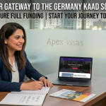 Professional consultant at Apex Visas Pakistan guiding a student about KAAD Scholarship 2026 and Study in Germany from Pakistan.